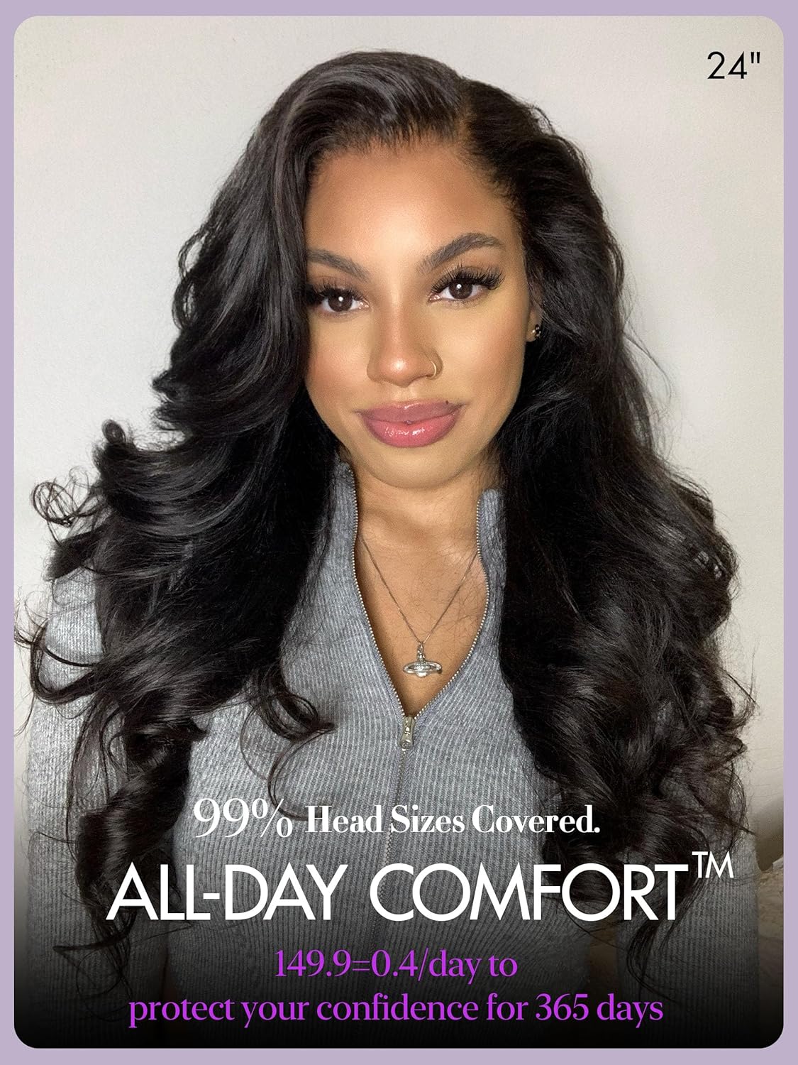 All-Day Comfort Real Glueless 7x6 HD Lace Wig 200% Density PartingMax Lace Wigs Loose Body Wave Lace Front Wigs Human Hair Pre Cut Plucked Lace Frontal 18 Inches Natural Black Color