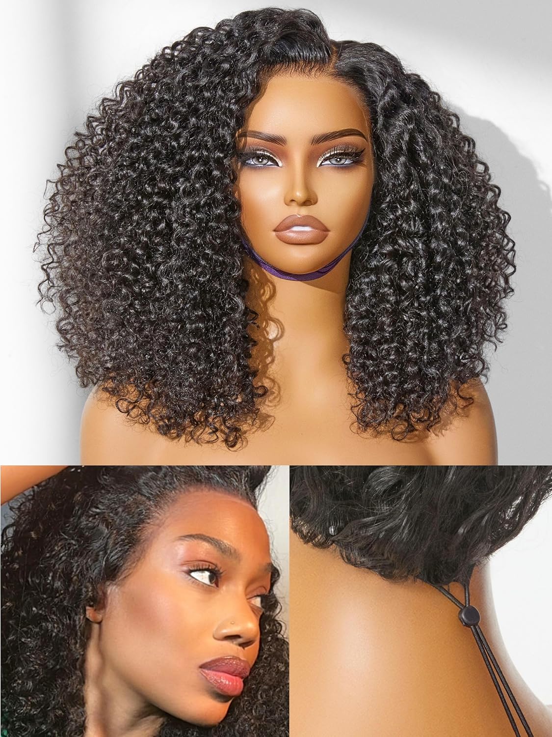 100% Human Hair Wigs Loose Wave Glueless Lace Front 14 Inches, Pre Cut Plucked Hd Lace Short Wig Ready To Go Natural Color Straight Bleached Knots Side Part Black Wigs