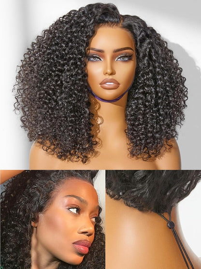 100% Human Hair Wigs Loose Wave Glueless Lace Front 14 Inches, Pre Cut Plucked Hd Lace Short Wig Ready To Go Natural Color Straight Bleached Knots Side Part Black Wigs