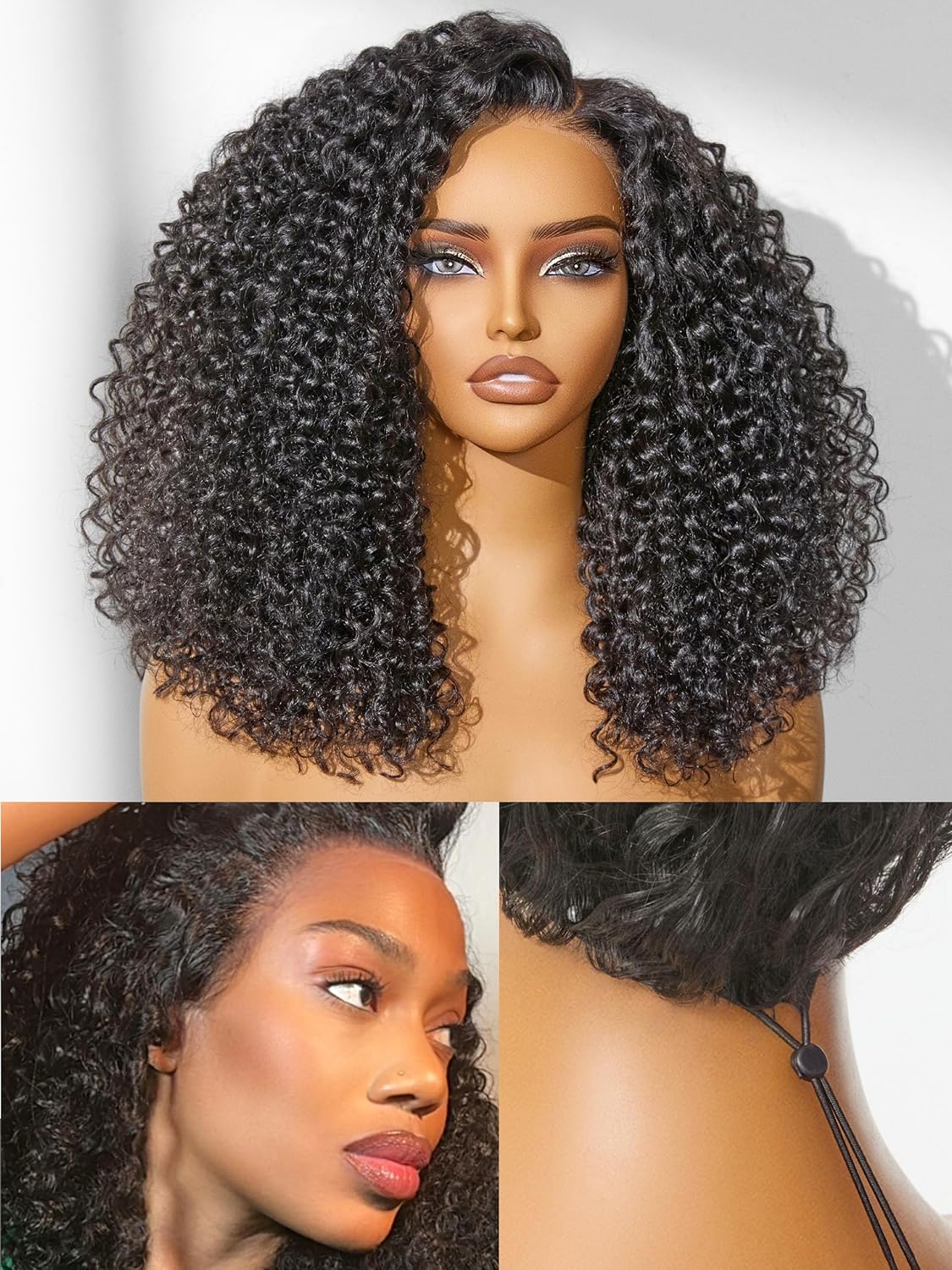 100% Human Hair Wigs Loose Wave Glueless Lace Front 14 Inches, Pre Cut Plucked Hd Lace Short Wig Ready To Go Natural Color Straight Bleached Knots Side Part Black Wigs