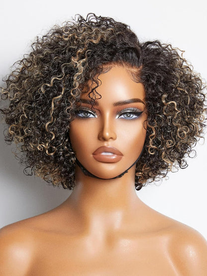 100% Human Hair Wigs Loose Wave Glueless Lace Front 14 Inches, Pre Cut Plucked Hd Lace Short Wig Ready To Go Natural Color Straight Bleached Knots Side Part Black Wigs