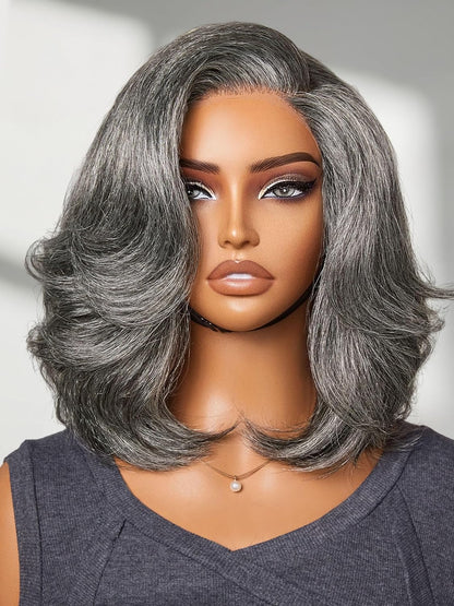100% Human Hair Wigs Loose Wave Glueless Lace Front 14 Inches, Pre Cut Plucked Hd Lace Short Wig Ready To Go Natural Color Straight Bleached Knots Side Part Black Wigs