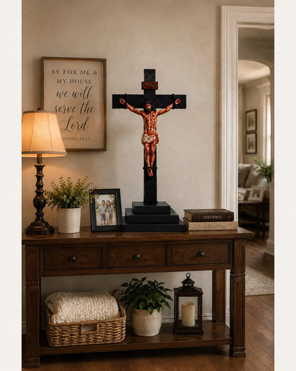 ✝️Handmade Jesus Crucifix – 8.5” & 19” Christian Wall Cross for Home & Prayer Room