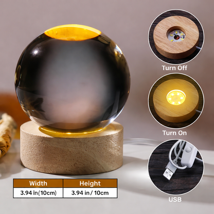 Glow Crystal Ball 3D Jesus Nativity LED Night Light with Wooden Base Perfect Christian Home