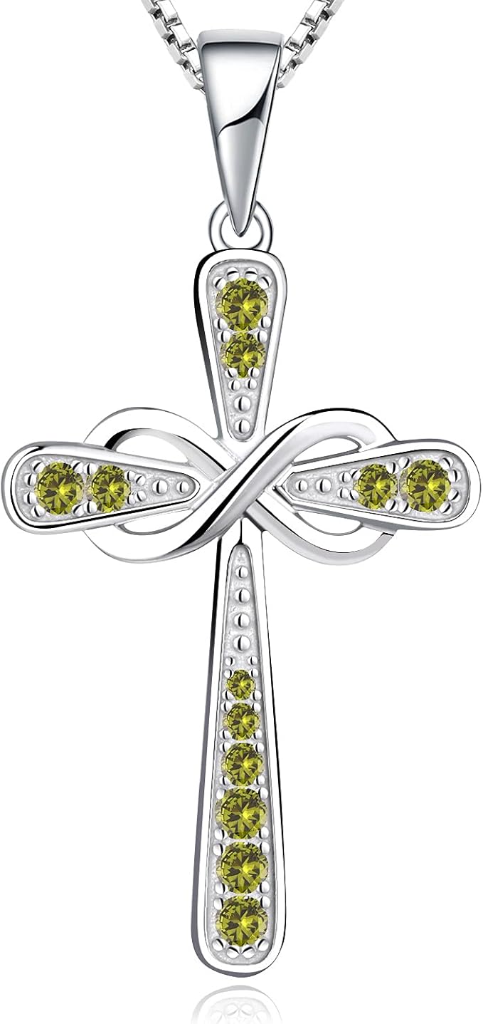 Cross Necklace Sterling Silver Infinity Crucifix Pendant Cubic Zirconia Criss Jewelry|for all ages