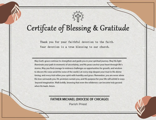 Blessing Certificate