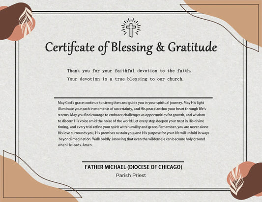 Blessing Certificate
