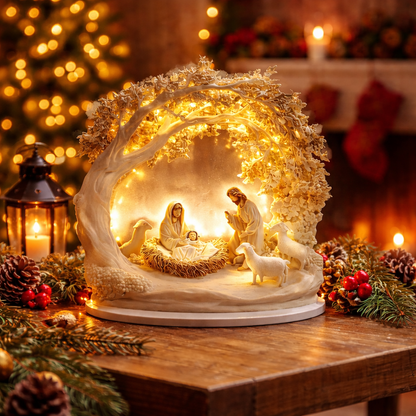 Christmas Glow - 2D Handcrafted Nativity Scene Light