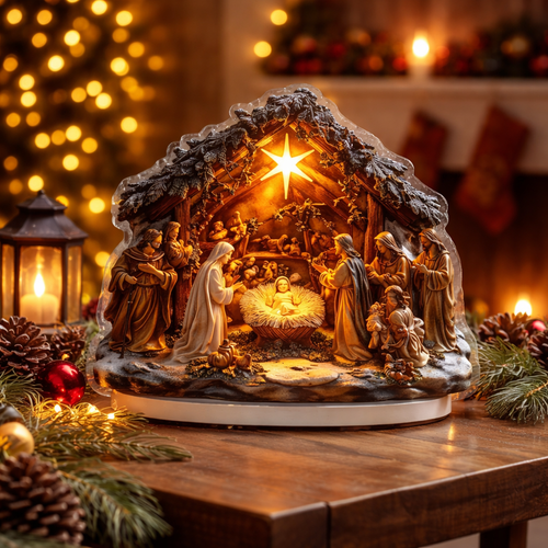 Christmas Glow - 2D Handcrafted Nativity Scene Light