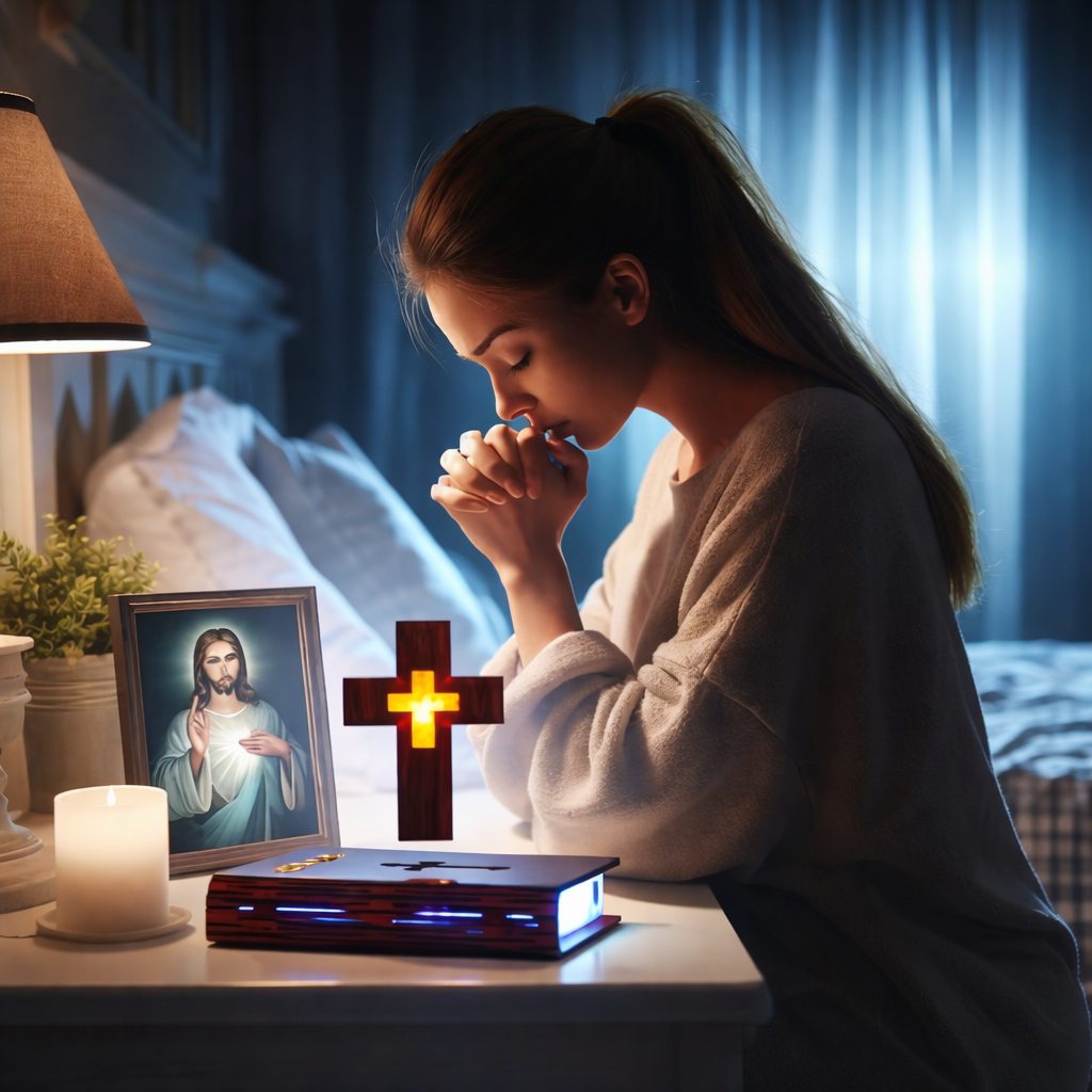 Magnetic Levitation Floating Colorful Cross LED Night Light | 360° Rotating RGB Lamp with Illuminated Wood