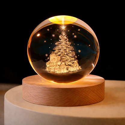 Glow Crystal Ball 3D Jesus Nativity LED Night Light with Wooden Base Perfect Christian Home