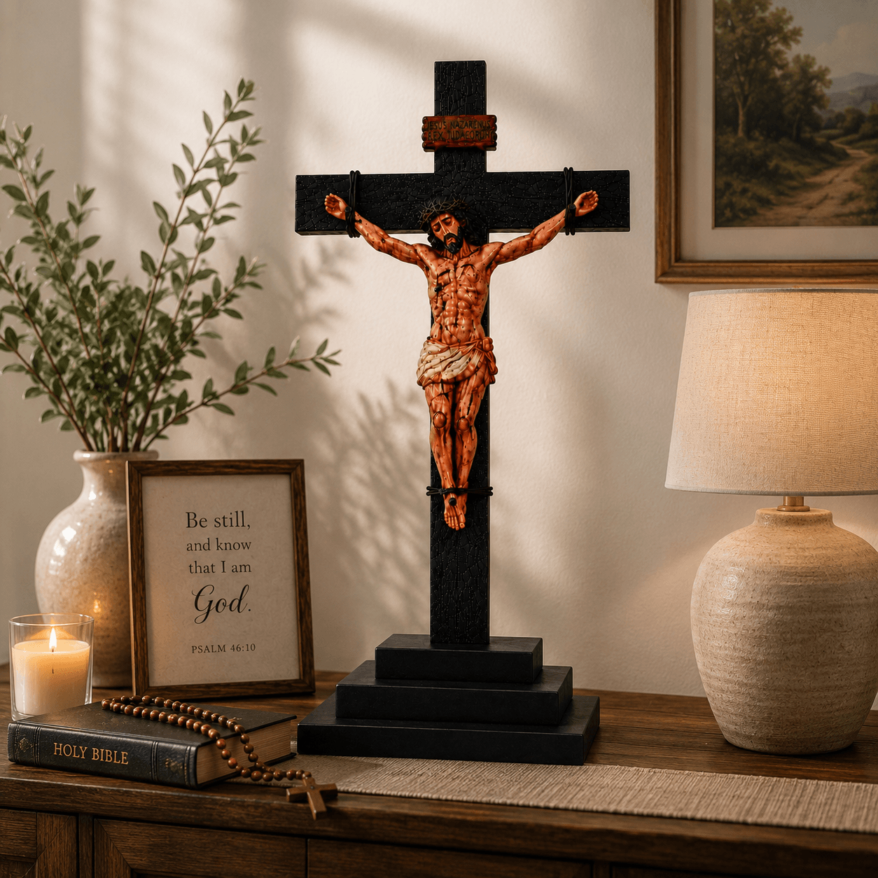 He Died for Us – Premium Handcrafted Jesus Crucifix for Christian Homes