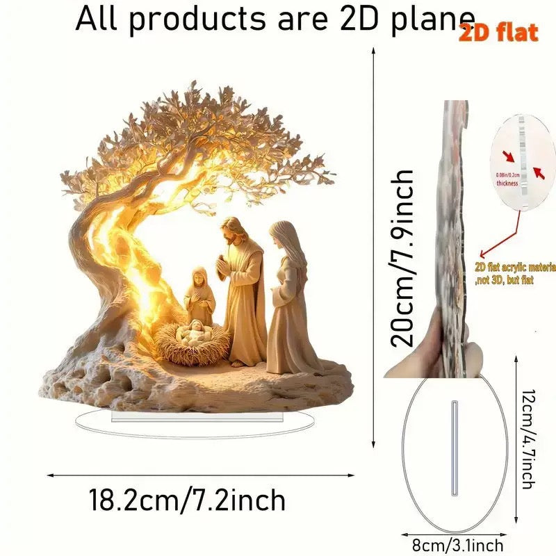 Christmas Glow - 2D Handcrafted Nativity Scene Light