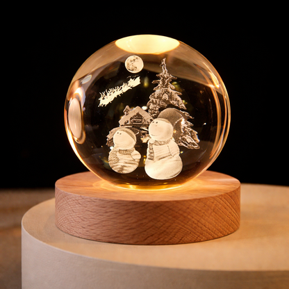 Glow Crystal Ball 3D Jesus Nativity LED Night Light with Wooden Base Perfect Christian Home