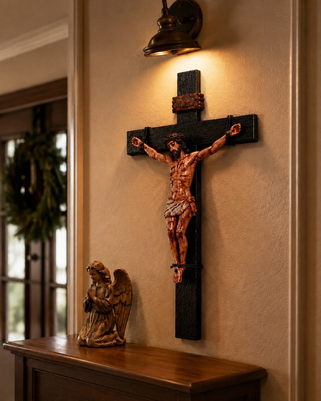 ✝️Handmade Jesus Crucifix – 8.5” & 19” Christian Wall Cross for Home & Prayer Room