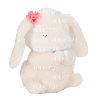 Factory Supply White Rabbit Plush Soft Bunny Toy in Sitting Pose Custom Stuffed Animal Toy for Children Gifts