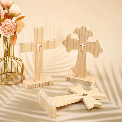 blessed hand carved solid olive wood nativity cross decor laser cut christian ornament for advent tabletop Christmas gifting