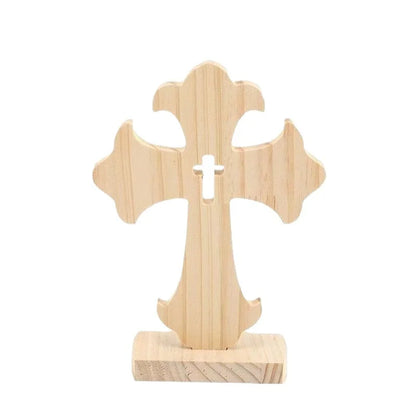 blessed hand carved solid olive wood nativity cross decor laser cut christian ornament for advent tabletop Christmas gifting