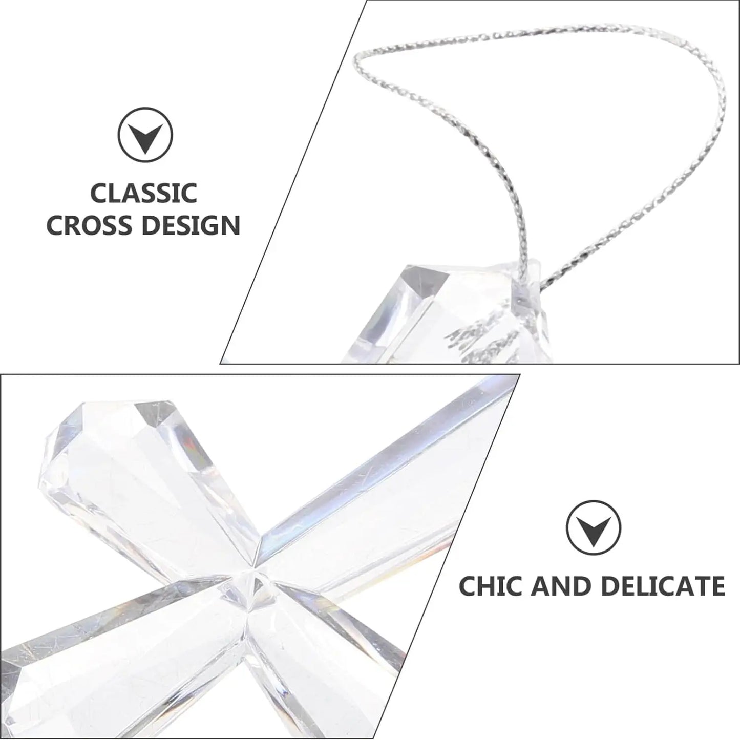 Transparent Acrylic Cross Decor Elegant Christmas Pendant Religious Ornament Festive Party Supplies for Wall Tree Decoration