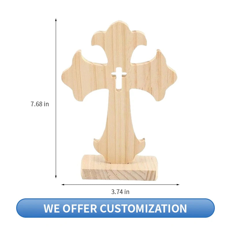 blessed hand carved solid olive wood nativity cross decor laser cut christian ornament for advent tabletop Christmas gifting