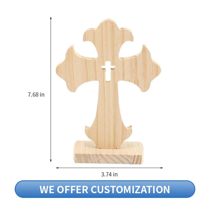 blessed hand carved solid olive wood nativity cross decor laser cut christian ornament for advent tabletop Christmas gifting