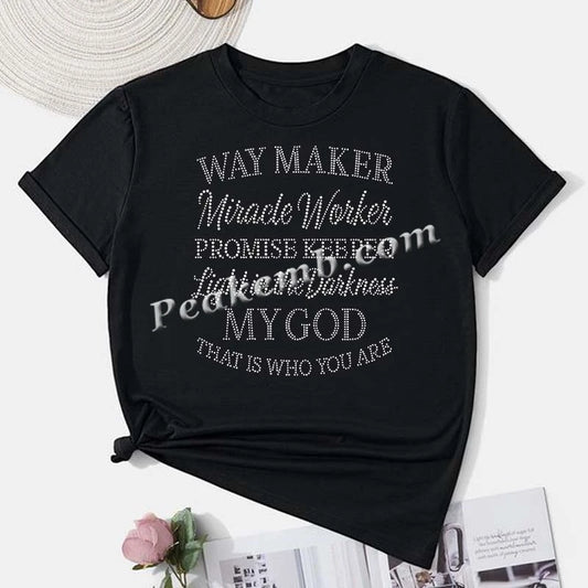 Bling Crystal Iron-On Transfer Printing Miracle Worker Design with Rhinestones for Apparel Easy Way to Make Stylish Clothes