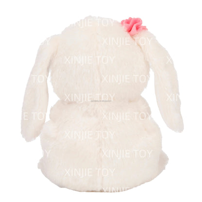 Factory Supply White Rabbit Plush Soft Bunny Toy in Sitting Pose Custom Stuffed Animal Toy for Children Gifts