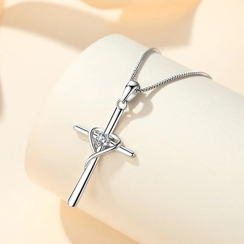 925 Sterling Silver Cross Pendant 12 Month Birthstone Jewelry Women Pendant Necklace|for all ages