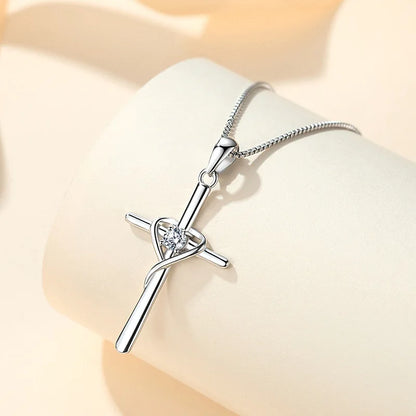 925 Sterling Silver Cross Pendant 12 Month Birthstone Jewelry Women Pendant Necklace|for all ages