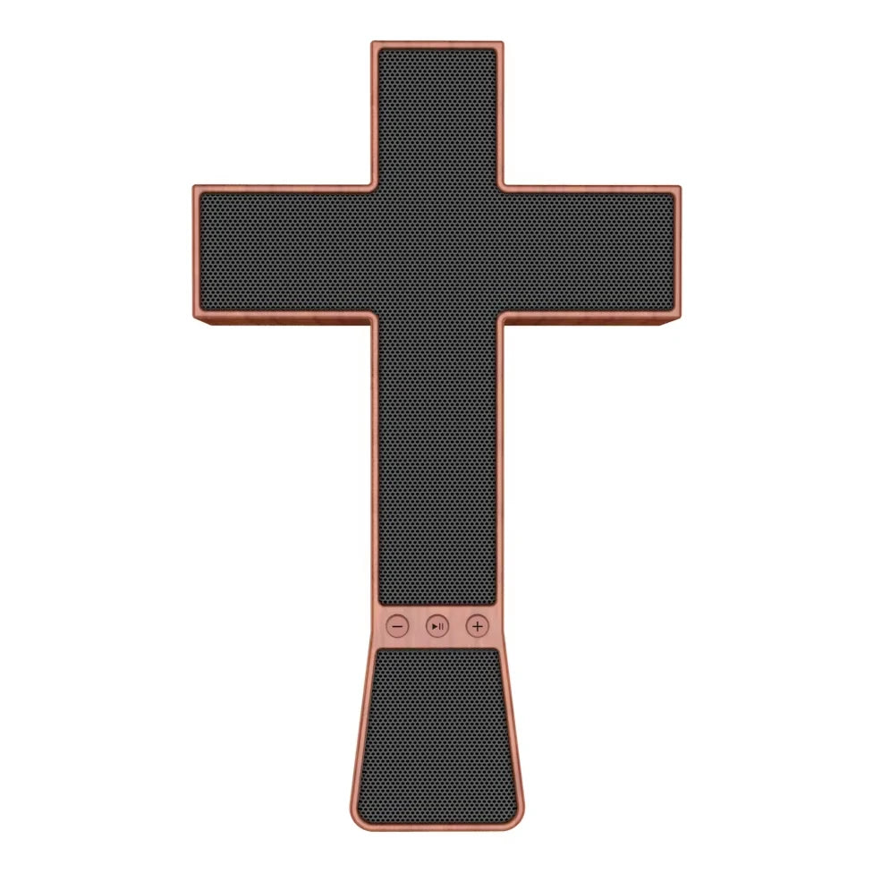New Style Wood Grain Special Design Standing Cross  Bluetooth Wireless Portable Speakers for Parties Creative Religious Gift