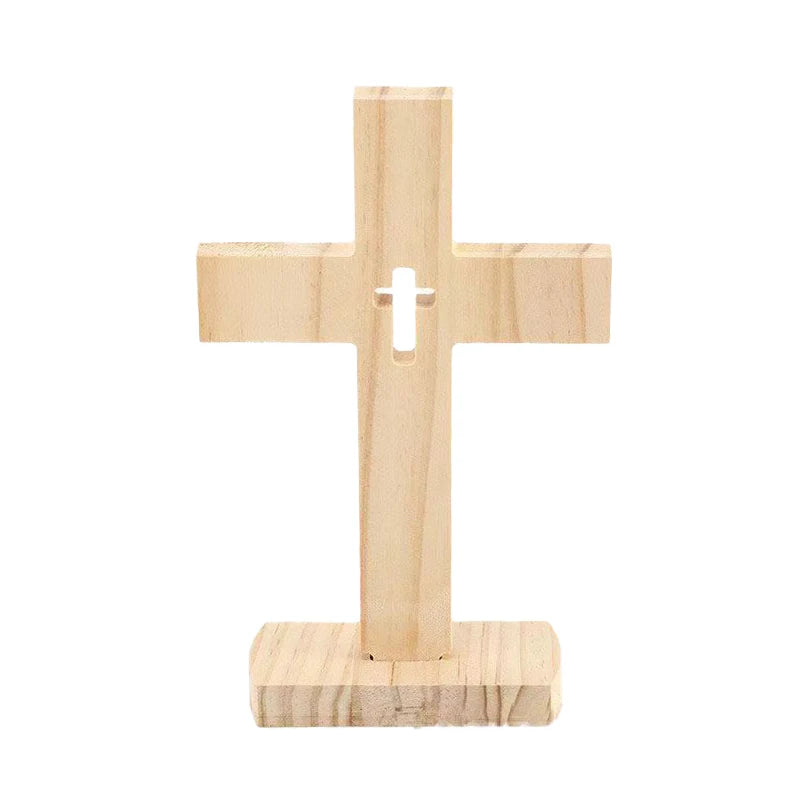blessed hand carved solid olive wood nativity cross decor laser cut christian ornament for advent tabletop Christmas gifting
