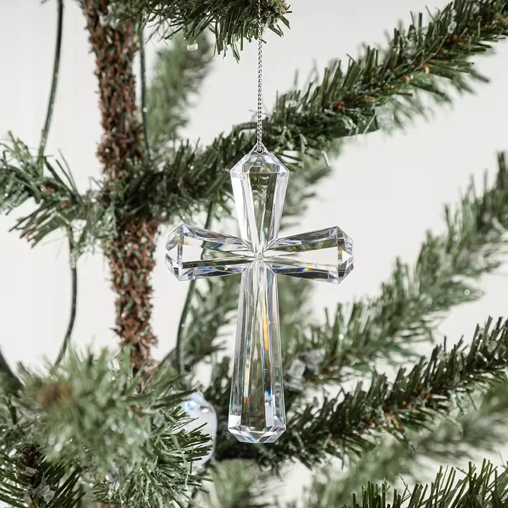 Transparent Acrylic Cross Decor Elegant Christmas Pendant Religious Ornament Festive Party Supplies for Wall Tree Decoration