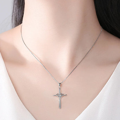 925 Sterling Silver Cross Pendant 12 Month Birthstone Jewelry Women Pendant Necklace|for all ages
