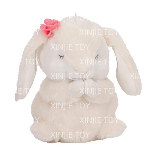 Factory Supply White Rabbit Plush Soft Bunny Toy in Sitting Pose Custom Stuffed Animal Toy for Children Gifts