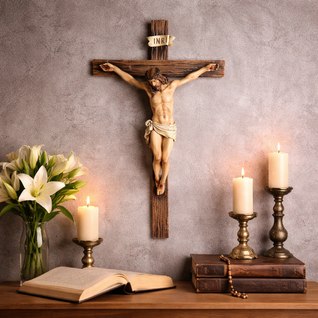 ✝️9.65-inch Jesus on the Cross Crucifix - Exquisite Handcrafted Resin Sculpture