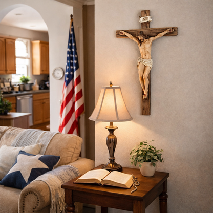 ✝️9.65-inch Jesus on the Cross Crucifix - Exquisite Handcrafted Resin Sculpture