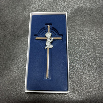 Baby Wall Cross Baptism Gifts, 8.85-inch Silver Blessing Baptism Crosses for First Holy Communion Christening and Dedication Baptismal Gifts from Godparents