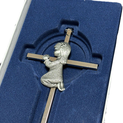Baby Wall Cross Baptism Gifts, 8.85-inch Silver Blessing Baptism Crosses for First Holy Communion Christening and Dedication Baptismal Gifts from Godparents