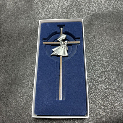 Baby Wall Cross Baptism Gifts, 8.85-inch Silver Blessing Baptism Crosses for First Holy Communion Christening and Dedication Baptismal Gifts from Godparents