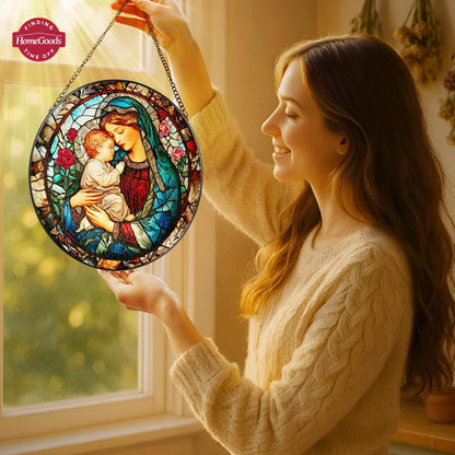 ✨ Madonna’s Embrace™  Stained Glass Suncatcher