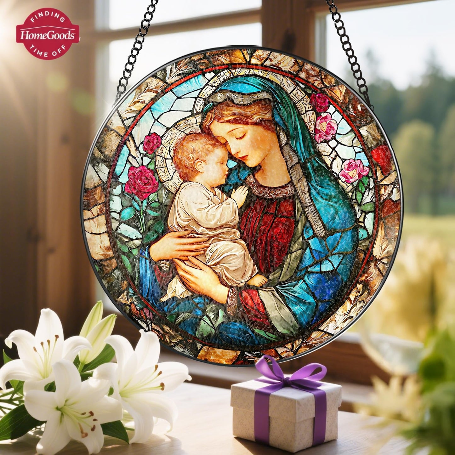 ✨ Madonna’s Embrace™  Stained Glass Suncatcher