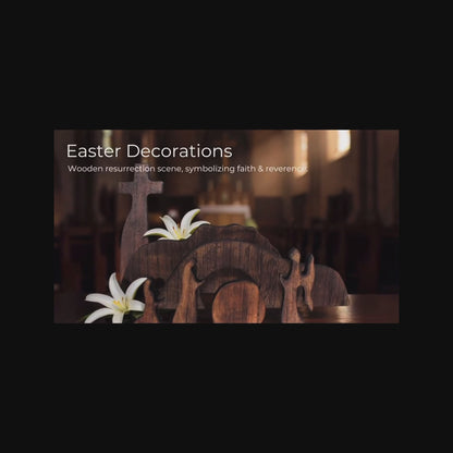 Empty Tomb Scene Decor with Cross, Wooden Jesus Tiered Tray Bundle for Home Office Tabletop